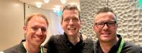 Von links: Tobias Kämmerer, Frederic Laloux, Thomas Esche. Treffen in der Elbphilharmonie zum XING New Work Experience 2019.